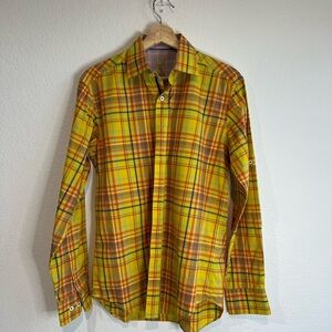 Bugatchi Uomo‎ Men's Long Sleeve Dress Shirt Multi Colored Checkered